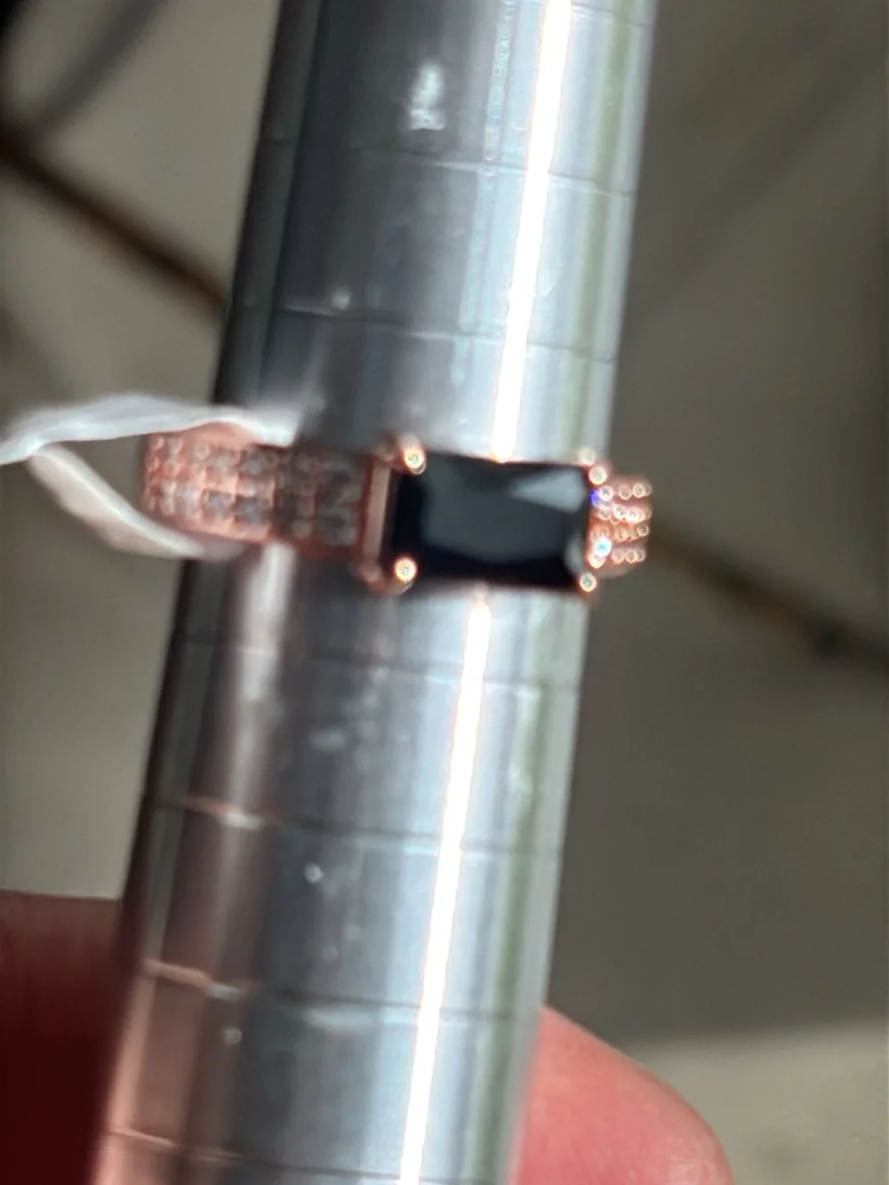 Bomb Party Rose Gold Tone and Black Stone Ring